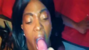 Ebony Pornstar Swallows Cum After Taking A White Cock Up Her Anal