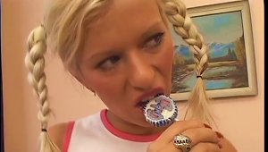 Pigtailed Blonde Susanne Brend Gets Her Cunt Licked And Banged
