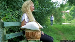 Curly-haired Blond Goes To A Park For Picnic And Gets Fucked