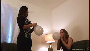 Cute Cougars Have Fun Playing And Bubbling Balloons In A Reality Shoot