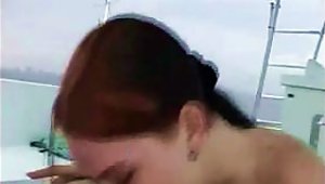 Cute Red-haired Student Girl Sucks Bf`s Enormous Dick On A Boat