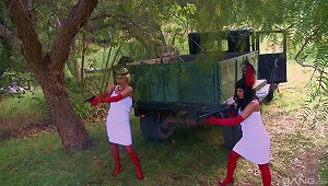Old Timey Costumes On Pornstar Babes Fucked Outdoors