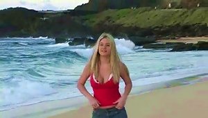 Alison Angel In A Bikini Flashing Her Tits At The Beach