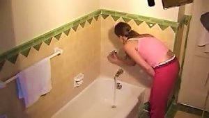 Horny  Chick Gets  On Spycam In A Bathroom