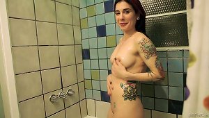 Very Hot Goth Milf Joanna  Soaping Up In The Shower