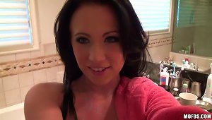 Nicely Breasted Brunette Chloe James Is A Toilette Plunger Lover